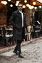 Men's Modern Fit Black Cashmere Coat with Hidden Button Detail