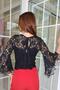Round Neck Half Spanish Sleeve Lace-Up Back Zipper Suspender Innercrop Guipure Blouse Two-Piece Crispset - 7