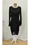 Women's Long Sleeve Crew Neck Front Lace and Slit Detailed Diving Dress