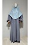 Short Length Sandy Souffle Khimar Ready Made Hijab Scarf Blue