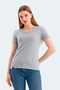 Vivek Women's V-Neck Gray T-Shirt - 6