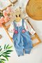 Miniğimin Cicileri Bear Embroidery Detail Baby Girl 2-Piece Overall Soft Denim Set - Light Blue - 2