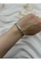 Silver Mesh Detailed Flexible Metal Women's Bracelet – Modern Stylish Lightweight Elegant Daily Accessory - 3