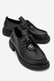 Band Black Skin Genuine Leather Lace-Up Women's Loafer Shoes