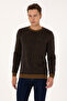 Men's Slim Fit Crew Neck Khaki Sweater 50308343-Vr027 - 3