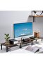 ETHU Dual Monitor Stand Double Monitor Riser, 3-Height Adjustable with Drawer - Brown - 6