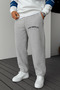 Men's Winter Baggy Fleece-Lined Los Angeles Letter Print Wide-Leg Sweatpants with Side Pockets