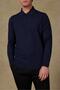 Claro Knitted Fabric Cotton Blend Modern Fit Navy Blue Polo Neck Men's Plain Knitwear