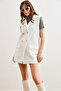 Women's Ecru Buttoned Pocket Boucle Vest Ylk- 19000050 - 3