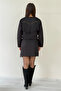 Women's Tassel Jacket Skirt Two-Piece Suede Set Brown, Black, Tan - 8