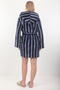 Women's 100% Bamboo Striped Hooded Short Dressing Gown - 3