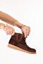 Genuine Leather Non-Slip Sole Comfortable Daily Stylish Boots Mlk.5087 Brown Suede