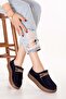 Genuine Leather Daily Comfortable Rubber Laced Casual Shoes In.610 Navy Blue Suede - 2