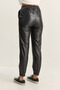 Women's Black Faux Leather Trousers with Fur Inside, Elasticated Cuffs and Waist, and Pocket Detail 1548 60282042 - 7
