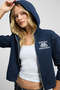 Robina Women's Raised Hooded Embroidery Detailed Navy Blue Sweatshirt - 3