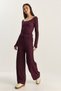 Women's Plum Wide Leg Crinkle Knitted Trousers 4108 60283847 - 4