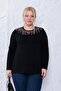 Plus Size Collar Tulle Floral Detailed Blouse