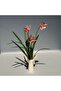 Hand-Shaped Ceramic Vase with Pink Orchid Flowers – Modern Artificial Plant for Home & Office Decor - 3