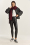 Women's Black Faux Leather Leggings with Fur Inside High Waist Elastic Faux Leather Leggings 1487 60282040 - 4