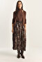 Women's Brown Shiny Wrinkle Effect Long Skirt De251110 60283839 - 2