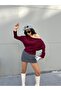 Women's Burgundy Long Sleeve Off Shoulder Blouse 30100 - 4