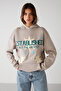 Establıshed Women's Oversized Organic Cotton Fleece Lined Hooded Mink Sweatshirt - 5