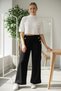 Italian Black Pocketed Elastic Waist Wide Leg Slim Fi Corded Fabric Adife Woven Trousers 100 62 - 5