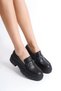 Women's Buckle Detailed Saddled Loafer Shoes Daily Moccasin Stylish and Stylish Sole - 4