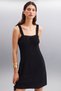 Eridania Women's Maroken Woven Fabric Romantic Collar Mini Black Dress with Chest Cups - 6