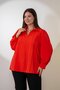 1212089 Plus Size Pleated Detail Women's Blouse Pomegranate Blossom