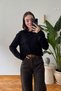 New Model Boat Neck Knitwear Blouse - Black - 2