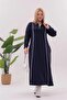 Plus Size Striped Detail Polo Neck Dress - 8