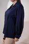 1212089 Plus Size Pleated Detail Women's Blouse Navy Blue - 5