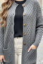 Patterned Long Knit Cardigan with Pockets R4278 Anthracite - 2
