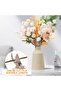 10Pcs Artificial Chrysanthemum Flowers + 2Pcs Eucalyptus Leaves (Beige) - 3