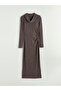 Brown Flowy Collar Gathered Dress - 5