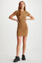 Melisenda Women's Short Sleeve Mini Brown Dress