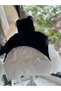 Black Velvet Skirt with White Rose Motif Special Design Girl's Evening Dress Birthday Dress +Buckle + Sleeves - 5