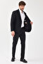 Forex Men's Black Polyviscose Fabric Wool-Blend Half Lined Slimfit Suit with Pocket Bags 2-Piece Suit - 7
