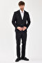Forex Men's Black Polyviscose Fabric Wool-Blend Half Lined Slimfit Suit with Pocket Bags 2-Piece Suit