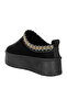 Women Black Embroidered Platform Fur Classic Slip-On - 3