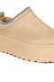 Women Beige Embroidered Platform Fur Classic Slip-On - 5