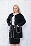 Plus Size Scarf Detailed Cardigan with Pockets - 4