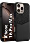 iPhone 16 Pro Max Leather Card Case with 1-2 Card Holder (Black) - 2