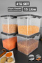 4-Piece 15 Lt Sliding Lid Grain Storage Container - Sliding Locking Lid Sugar Flour Container Food Storage Container Gray