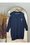 Gavessa Stone Embroidered Cardigan with Metal Buttons on the Sleeves and Front-Sy3260 Navy Blue - 3