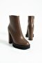 Women's genuine leather platform boots brown - 4