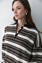 Dark Brown - Cream Two-Tone Striped Sweater - 251140 - 4