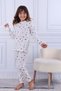 107 Girls' Long Sleeve Crew Neck Pajama Set-Cream - 2
