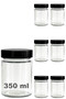 350 ml Jar with Black Deep Lid 350 Cc Transparent Jam, Marmalade Glass Jar Deep 6 Pieces
